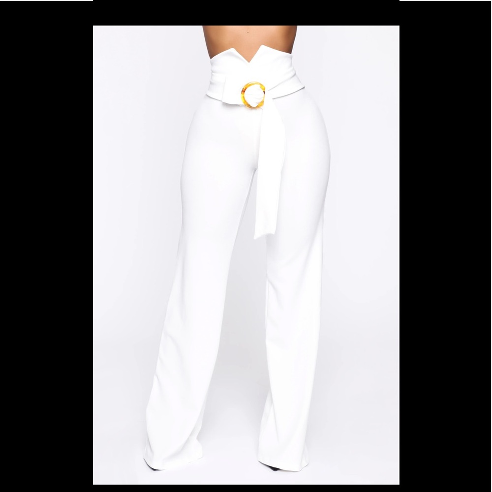 Fashion nova high rise belted flare pants
